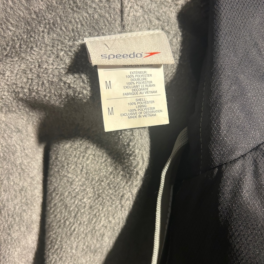 Speedo Unisex Team Parka Jacket Black Fleece Lined Swim Deck Coat Hooded Medium - Picture 4 of 4